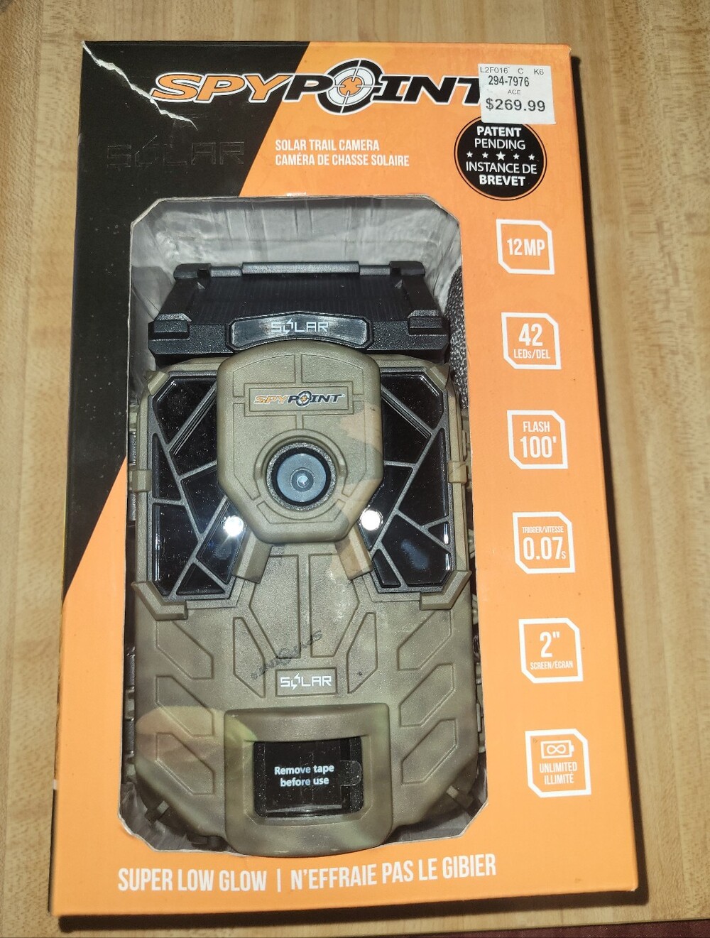 SPYPOINT SOLAR Trail Camera - 12MP 42 Low-Glow LED Camo Game Cam - NIB